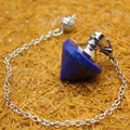 Lapis lazuli dowsing pendulum pendant with silver chain for crystal energy healing - Lapis Lazuli