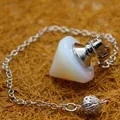 Cone-shaped opal dowsing pendulum with silver chain and filigree ball - Opal