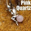 Elegante feeënhanger met een roze rozenkwarts kristallen bol voor dameskettingen - Rozenkwarts