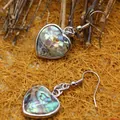 Elegante herzförmige Ohrhänger aus Abalone-Muschel mit Silberhaken für Damen - Abalone-Muschel