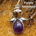 Eleganter Engel-Anhänger aus lila Amethyst mit Flügeln in Silberoptik für Damenschmuck - Amethyst