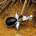 Obsidian-Anhänger mit Engelsflügeln in Silberoptik - Obsidian