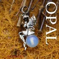 Wholesale elegant fairy sitting on opalite crystal ball pendant necklace for women's jewelry - Opal