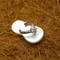 Unique shell flip-flop pendant necklace with delicate silver flower inlay for women - Yellow Shell