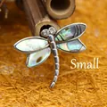 Small dragonfly pendant necklace featuring colorful abalone shell wings and crystal eyes. - S / Multicolor