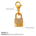 Élégant pendentif en forme de cadenas cœur doré avec strass et fermoir mousqueton doré - Pendentif Serrure Pavé de Strass (PJ2271WEGLXK)
