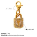 Pendentif cadenas doré luxueux avec strass et fermoir mousqueton dimensions poids - Pendentif Serrure Strass Trou Cœur (PJ2272WEGLXK)