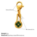 Pendentif cadenas vintage en acier inoxydable doré avec quatre strass verts et fermoir - Pendentif Serrure Radiale Strass Vert (PJ2278GNGLXK)
