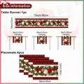 Größentabelle für Weihnachts-Tischläufer und 4 Platzsets mit Karomuster und Ornamenten - Stil 01