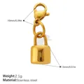 Pendentif en forme de cadenas en acier inoxydable doré avec fermoir mousqueton et dimensions - Pendentif Serrure Lisse Poli (PJ2286GLXK)