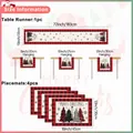 Umfassender Größenratgeber für Weihnachts-Tischläufer und Platzsets mit Karomuster - Stil 06 / 5-teiliges Set (4 Platzsets + 1 Tischläufer)