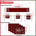 Größeninformationen für Weihnachts-Tischläufer und 4 Platzsets in rot-schwarz kariert Design - Stil 04