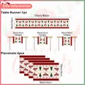 Größeninformationen für das Weihnachts-Tischläufer- und Platzset aus Leinen mit Rentier-Motiven - Stil 05