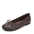 Dark brown split-toe Tabi ballet flats with elegant bow detail for women's office wear. - 36 / Coffee