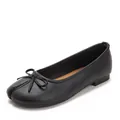 Elegant black Tabi split toe ballet flats with decorative bow and slip-resistant sole - 36 / Black