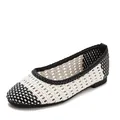 Eleganti scarpe piatte intrecciate in bianco e nero con design traforato traspirante da donna - Nero/Bianco