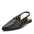 Elegant black pointed-toe slingback flats with artistic hollow-out design detail - 36 / Black