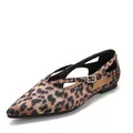 Vintage Ballerinas mit Leopardenmuster, spitzer Zehenpartie und gekreuzten Schnallenriemen - 36 / Leopardenprint