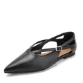 Elegante schwarze spitze flache Schuhe mit Kreuzriemen und modischen Ausschnitten - 36 / Schwarz