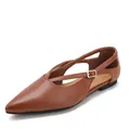 Braune spitze Ballerinas mit elegantem Kreuzriemen-Schnallendesign für Damen - 36 / Braun