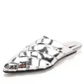 Stylish silver woven pointed-toe mules for women with metallic finish and flat sole. - 36 / Silver