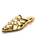 Elegant metallic gold woven pointed-toe mules for women, featuring a chic backless slipper design - 36 / Gold