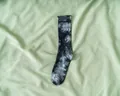 Stylish tie-dye mid-calf sports socks with unique black and white marble pattern design - One Size / Black
