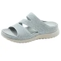 Comfortable women's sporty hollow platform sandals in light blue breathable knitted fabric - 35 / Gray