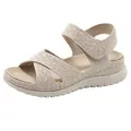 Comfortable beige women's platform sandals with knit texture and velcro strap - 35 / Apricot