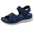 Navy blue mesh sport sandals with thick platform sole and adjustable velcro strap - 35 / Sapphire Blue
