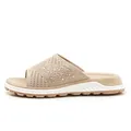 Comfortable beige knit slide sandals with a sparkling rhinestone mesh upper for women - 42 / Apricot
