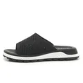 Black knit slide sandals with rhinestones and a comfortable thick cushioned sole for women - 42 / Black