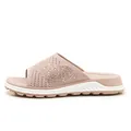 Comfortable lightweight fly-knit flat slide sandals for women with rhinestone accents - 42 / Pink