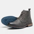Bottines Martin grises pour hommes avec cuir texturé et semelle en caoutchouc bleu - Gris foncé (KD636)