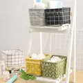 Collapsible printed cotton linen storage baskets with handles for home organization - Multicolor Random