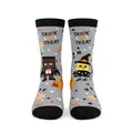 Halloween themed crew socks featuring Frankenstein and witch with Trick or Treat text - One Size (37-46) / Candy Family Style (KJ-045)