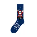 Festive navy blue Christmas crew sock featuring cool Santa on a motorcycle design - One Size (37-46) / Santa Claus Riding (KJ-055)