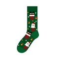 Festive green Christmas crew sock featuring Santa Claus chimney jacquard knit pattern - One Size (37-46) / All-over Print Chimney (KJ-048)