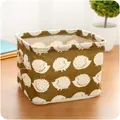 Cute hedgehog print cotton linen storage basket with side handle for home organization - Hedgehog