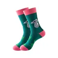 Chaussettes confortables en coton vert avec motif koala mignon et accents roses doux - Taille unique / Motif Koala (223)