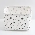 Rectangular star print cotton linen storage basket with handles for small items - Five-Pointed Star
