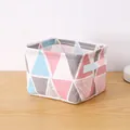 Foldable cotton linen storage basket with pink and blue geometric triangle patterns - Colorful Triangle