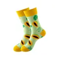 Chaussettes en coton unisexe avec motif tropical de papaye et de feuilles sur fond vert clair - Taille unique / Motif Papaye (226)