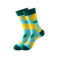 Chaussettes confortables en coton avec motif de citron et feuilles sur fond bleu clair - Taille unique / Motif Citron (228)