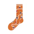 Casual mid-calf cotton socks featuring a vibrant running marathon theme pattern - One Size (37-46) / Running Style (KJ-028)
