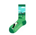Novelty crew socks for men with a green golf jacquard theme and a funny quote design - One Size (37-46) / Golf Style (KJ-024)