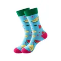 Chaussettes en coton bleu avec motif pastèque pour hommes et femmes, style tendance - Taille unique / Motif Pastèque (230)