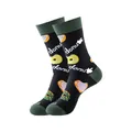 Chaussettes noires avec motif de donuts et talon vert pour hommes et femmes - Taille unique / Motif Donuts (232)