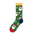 Green Christmas mid-calf socks featuring cool Santa Claus with sunglasses pattern - One Size (37-46) / Santa Claus Style (KJ-005)