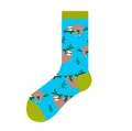 Light blue mid-calf crew socks featuring a cute cartoon sloth jacquard animal pattern design - One Size (37-46) / Sloth Style (KJ-013)